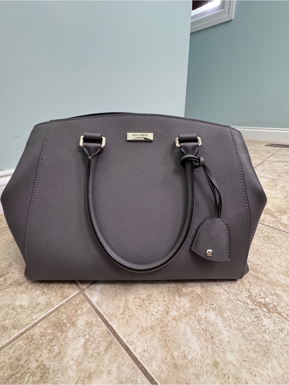 kate spade Gray Structured Saffiano Satchel